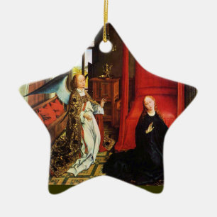 ANNUNCIATION ANGEL Archangel Gabriel ,Virgin Star Julgransprydnad Keramik