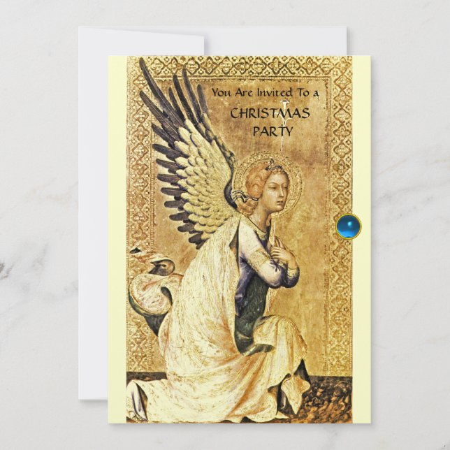 ANNUNCIATION ANGEL MONOGRAM, Blue Sapphire, Guld Inbjudningar (Framsida)