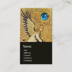 ANNUNCIATION ANGEL MONOGRAM, Blue Sapphire Guld Visitkort