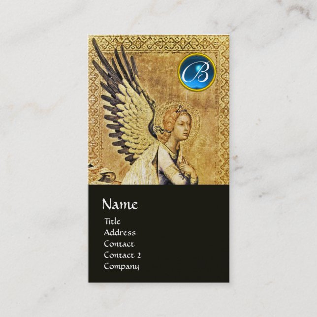 ANNUNCIATION ANGEL MONOGRAM, Blue Sapphire Guld Visitkort (Framsida)