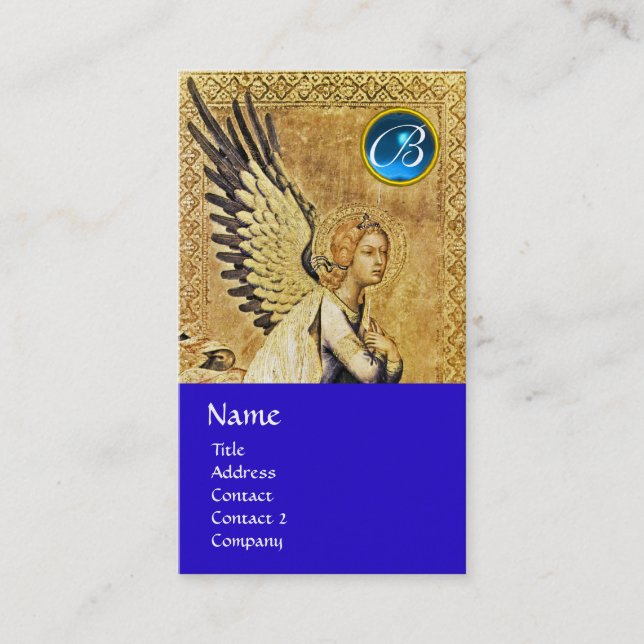ANNUNCIATION ANGEL MONOGRAM, Blue Sapphire guld Visitkort (Framsida)