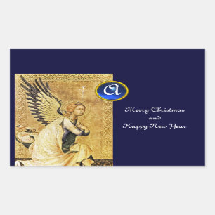 ANNUNCIATION ANGEL MONOGRAM, Blue Sapphire Rektangulärt Klistermärke