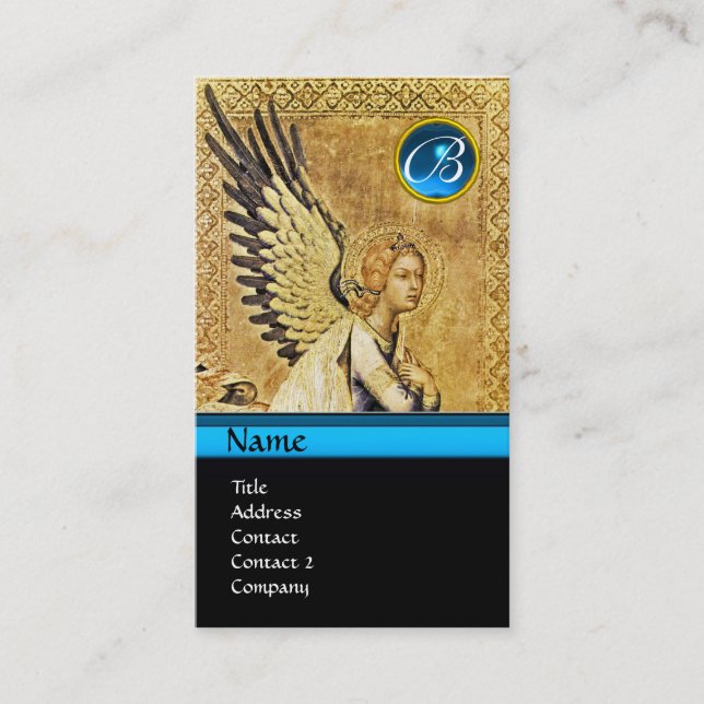 ANNUNCIATION ANGEL MONOGRAM, Blue Sapphire silver Visitkort (Framsida)