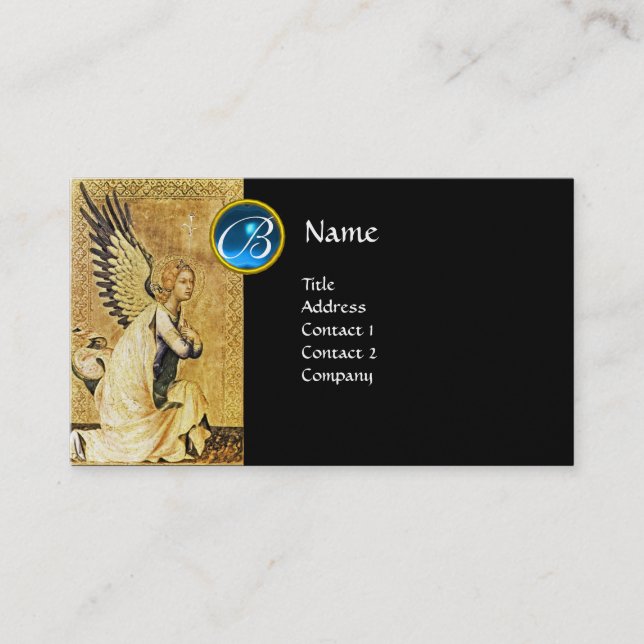 ANNUNCIATION ANGEL MONOGRAM, Blue Sapphire silver Visitkort (Framsida)