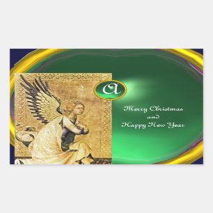 ANNUNCIATION ANGEL MONOGRAM, Grönt Jade Rektangulärt Klistermärke