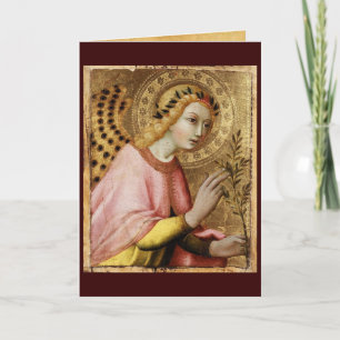ANNUNCIATION ANGEL MONOGRAM ,Red Ruby Helgkort