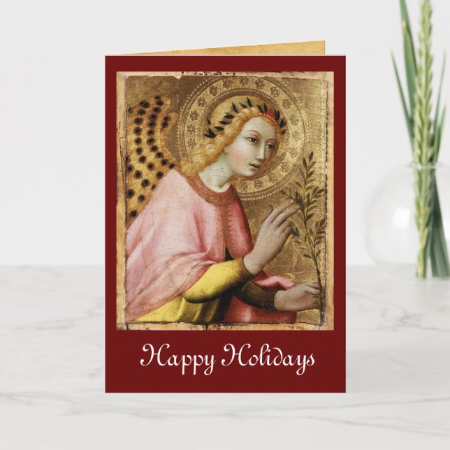 ANNUNCIATION ANGEL MONOGRAM ,Red Ruby Helgkort (Framsida)