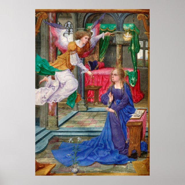 Annunciation Angel och Mary Medieval religiösa art Poster (Framsidan)
