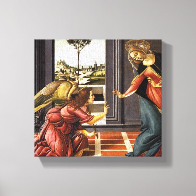 Annunciation av Botticelli Canvastryck (Framsida)