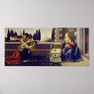 Annunciation av Leonardo Da Vinci Poster