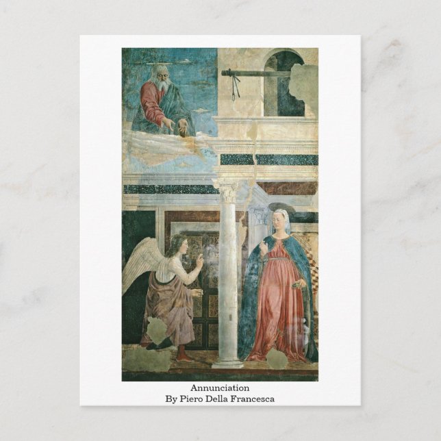 Annunciation av Piero Della Francesca Vykort (Framsida)