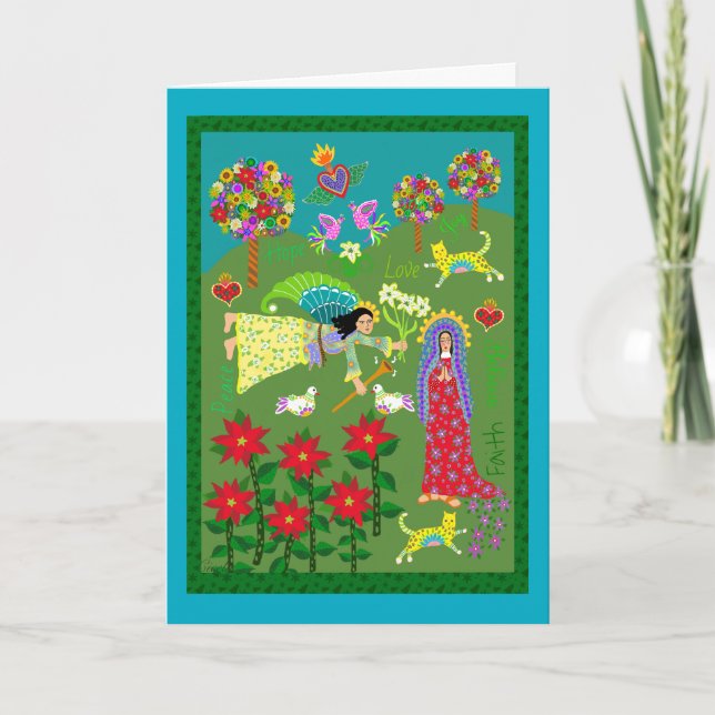 Annunciation Folk Art katolsk Religiösa Tack Kort (Framsida)