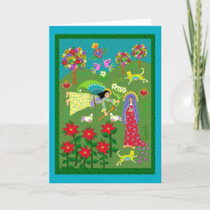 Annunciation Folk Art katolsk Religiösa Tack Kort
