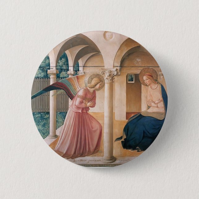 Annunciation för Fra Angelico- Knapp (Framsida)