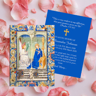 Annunciation Hail Mary Funeral Memorial Prayer Anteckningskort