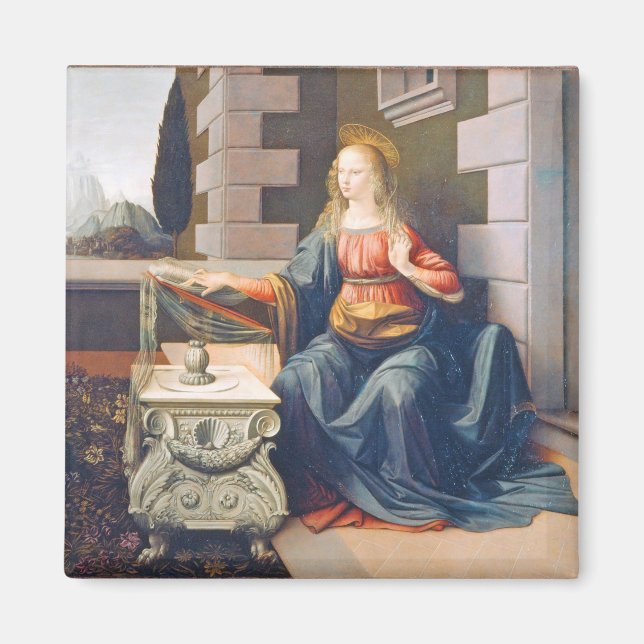 Annunciation, Leonardo da Vinci, 1472-1473 Magnet (Framsidan)