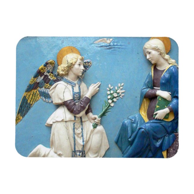 Annunciation Madonna Renaissance Della Robbia Blue Magnet (Horisontell)