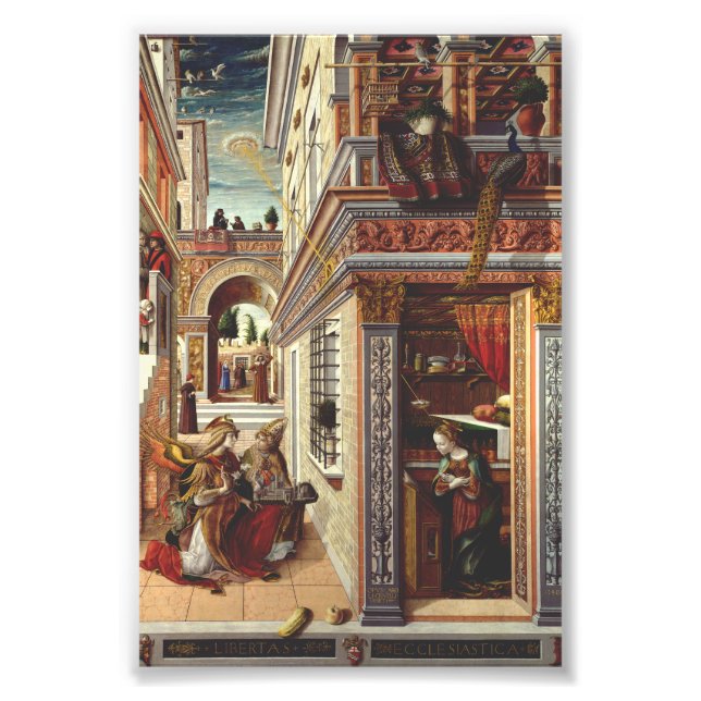 Annunciation med Saint Emidius Fototryck (Framsidan)