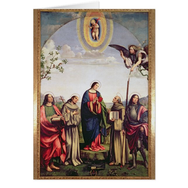 Annunciation och Saints, 1500 Hälsningskort (Framsidan)