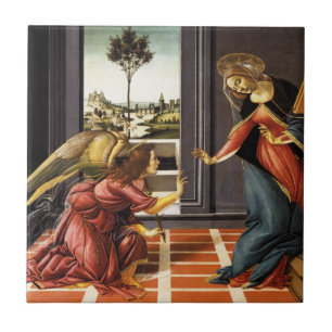 Annunciation Tile Botticelli Kakelplatta