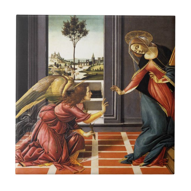 Annunciation Tile Botticelli Kakelplatta (Framsidan)