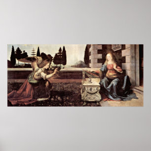Annunciation vid Leonardo di ser Piero Da Vinci Poster
