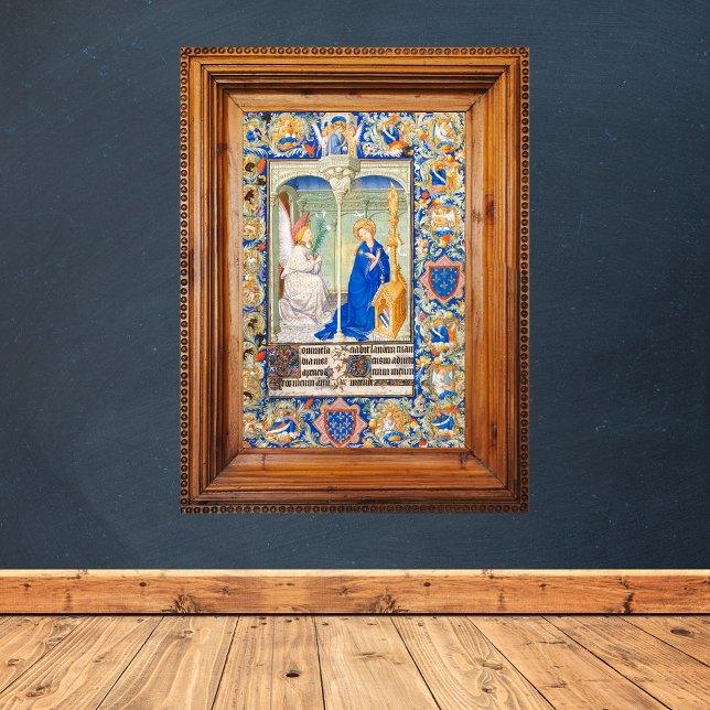 Annunciation Virgin Mary Medieval Illumination Poster (The Annunciation Medieval Illuminated Manuscript Catholic Christian Poster)