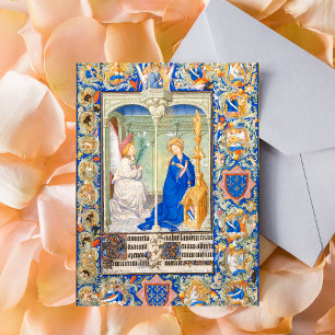 Annunciation Virgin Mary Medieval Illumination Vykort