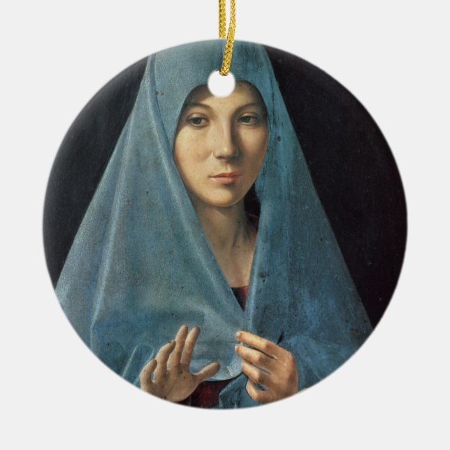 Annunciationen, 1474-75 (olja på panel) julgransprydnad keramik (Framsidan)