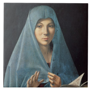 Annunciationen, 1474-75 (olja på panel) kakelplatta