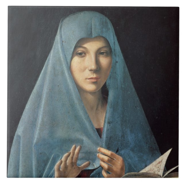 Annunciationen, 1474-75 (olja på panel) kakelplatta (Framsidan)