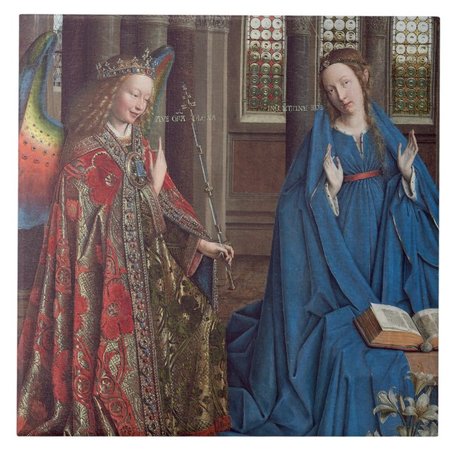 Annunciationen, C. 1434 - 36 (olja på kanfas) Kakelplatta (Framsidan)