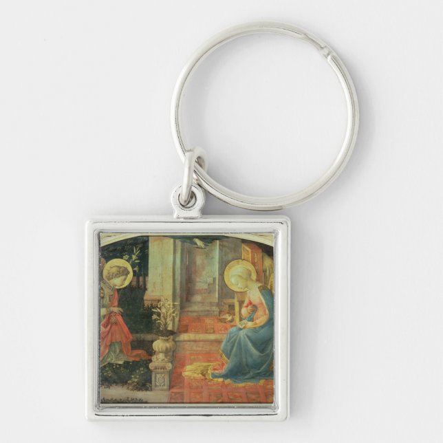 Annunciationen, c.1450-3 fyrkantig silverfärgad nyckelring (Framsidan)