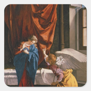 Annunciationen, c.1623 fyrkantigt klistermärke