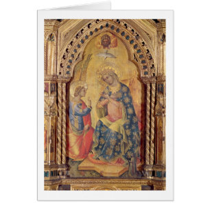 Annunciationen (del av polyptych) (olja på panel hälsningskort