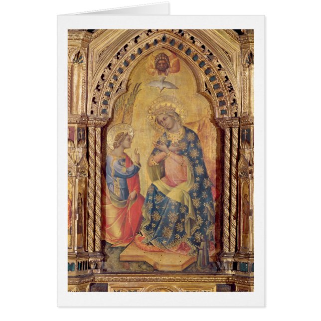 Annunciationen (del av polyptych) (olja på panel hälsningskort (Framsidan)