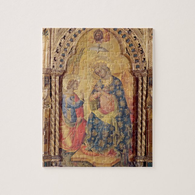 Annunciationen (del av polyptych) (olja på panel pussel (Vertikal)