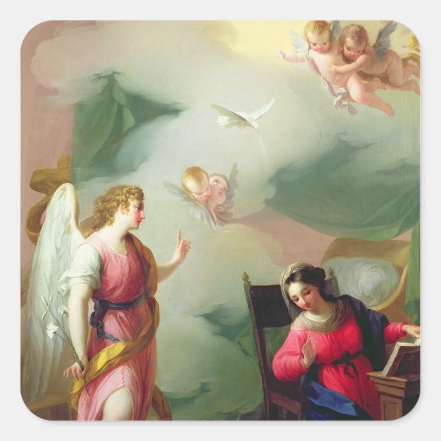 Annunciationen Fyrkantigt Klistermärke (Framsida)