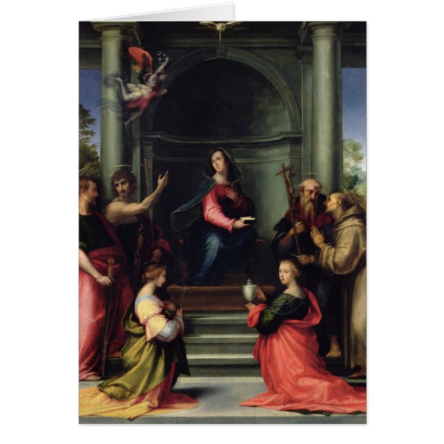 Annunciationen med Saints, 1515 Hälsningskort (Framsidan)