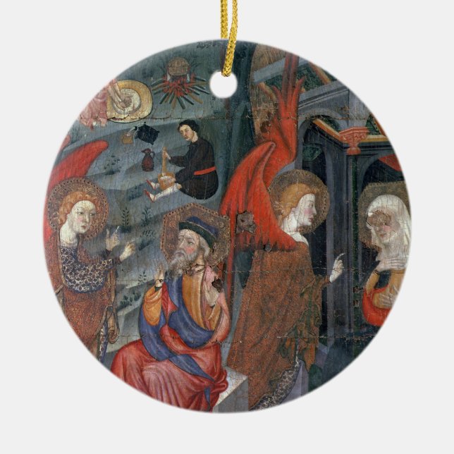 Annunciationen med shepherds skapar ost i t julgransprydnad keramik (Framsidan)