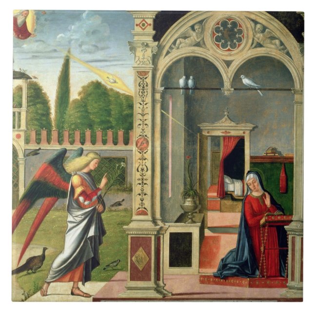 Annunciationen (olja på panel) 2 kakelplatta (Framsidan)