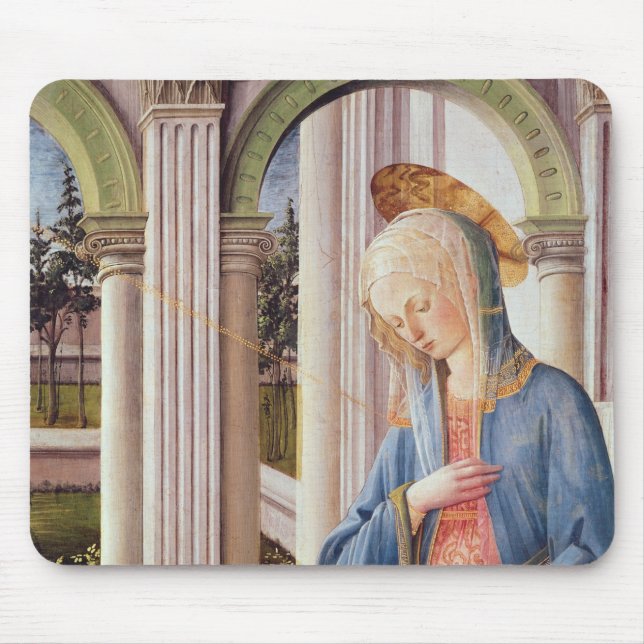 Annunciationen, specificerar av den jungfruliga musmatta (Framsidan)