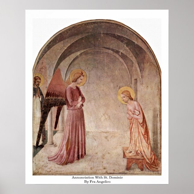 Annunktion med St. Dominic av Fra Angelico Poster (Framsidan)