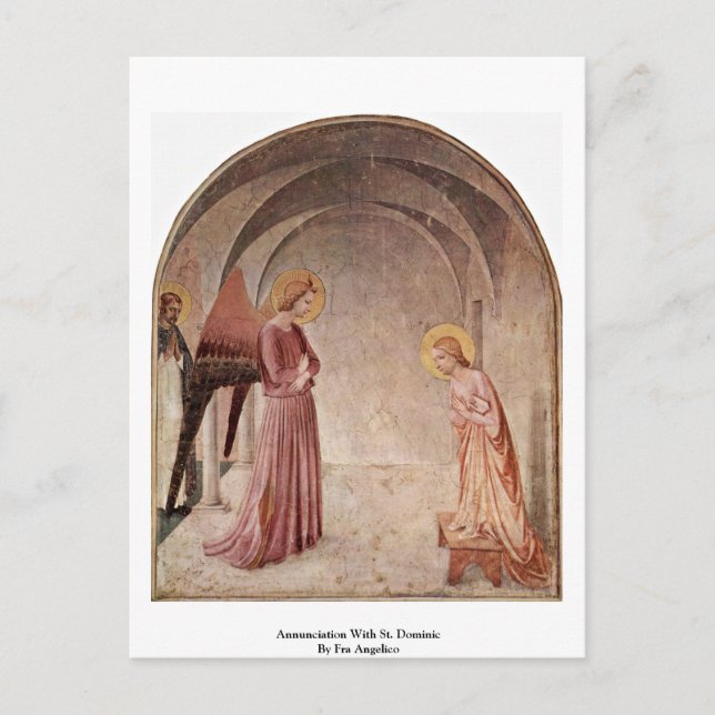 Annunktion med St. Dominic av Fra Angelico Vykort (Framsida)
