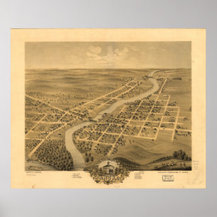Anoka Minnesota 1869 Antique Panoramic Karta Poster