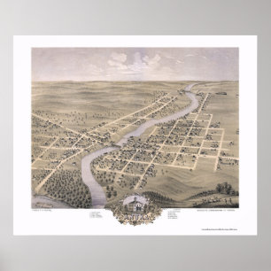 Anoka, MN Panoramic Karta - 1869 Poster