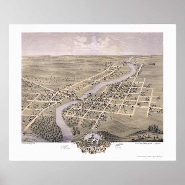 Anoka, MN Panoramic Karta - 1869 Poster (Framsidan)