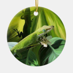Anole Lizard Julgransprydnad Keramik
