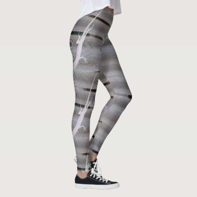 anolis ödla siluett gråskala leggings (Höger)