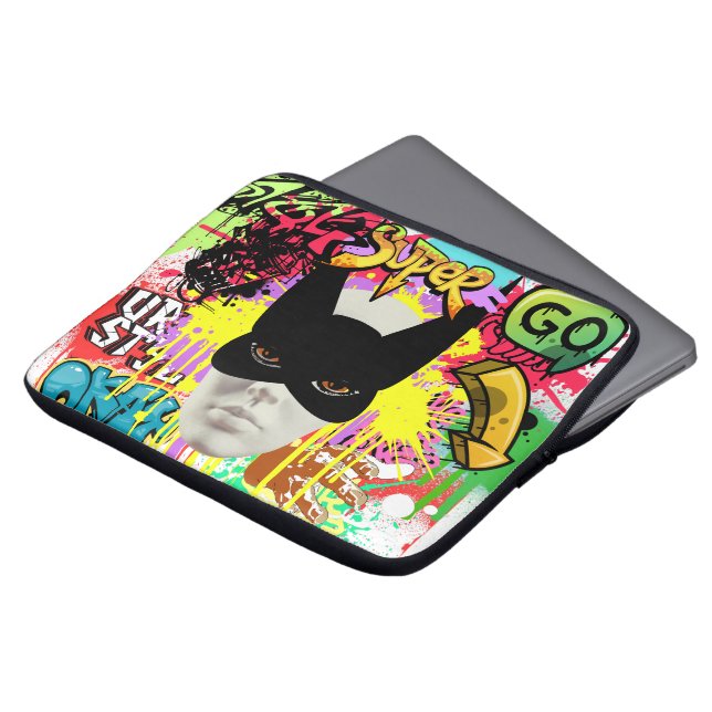 Anonym figur ansikte Svart mask Livlig urban Laptop Fodral (Framsida topp)